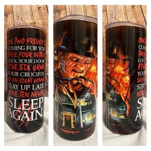 20 oz Tumbler Steele double wall hand printed Freddy Krueger